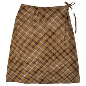 Bedo Camel Plaid Skirt Size 11 Tie Waist A-Line Preppy Classic Old Money Vt Y2K